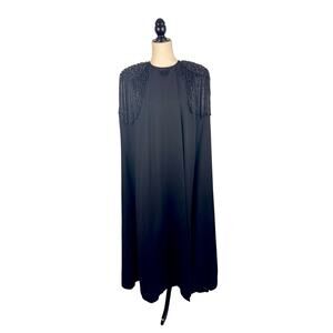 VTG George Simonton Black Beaded Wool Cape